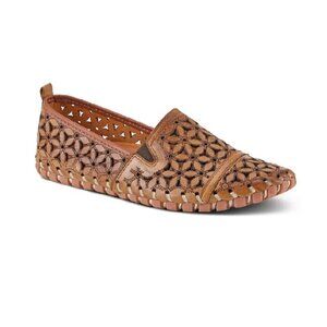 Spring Step Women's Fusaro Flowerflow Comfort Cutout Flats Tan Sz US 5.5-6/EU 36